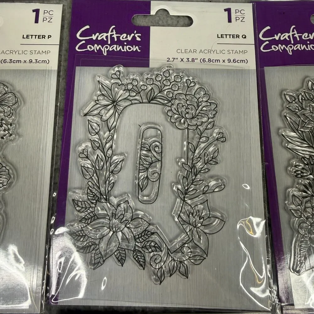 Crafters Companion Floral Alphabet Clear Acrylic Stamp Set Complete A-Z Plus NIP